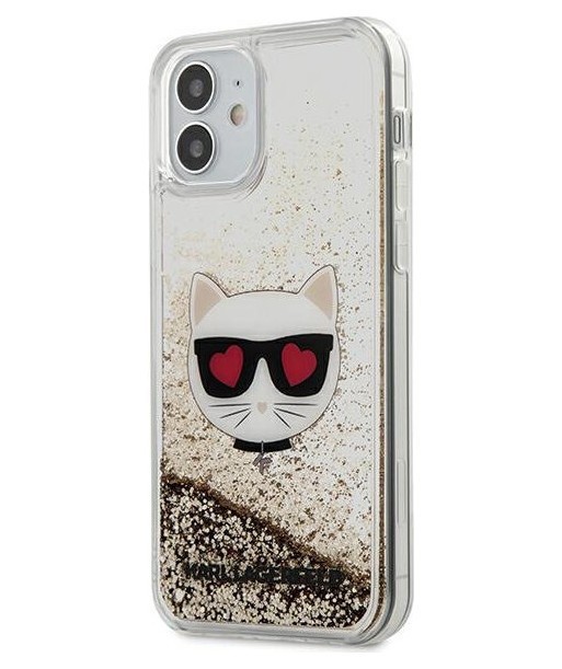 фото Чехол karl lagerfeld liquid glitter choupettes head hard iphone 12 mini, золотой cg mobile