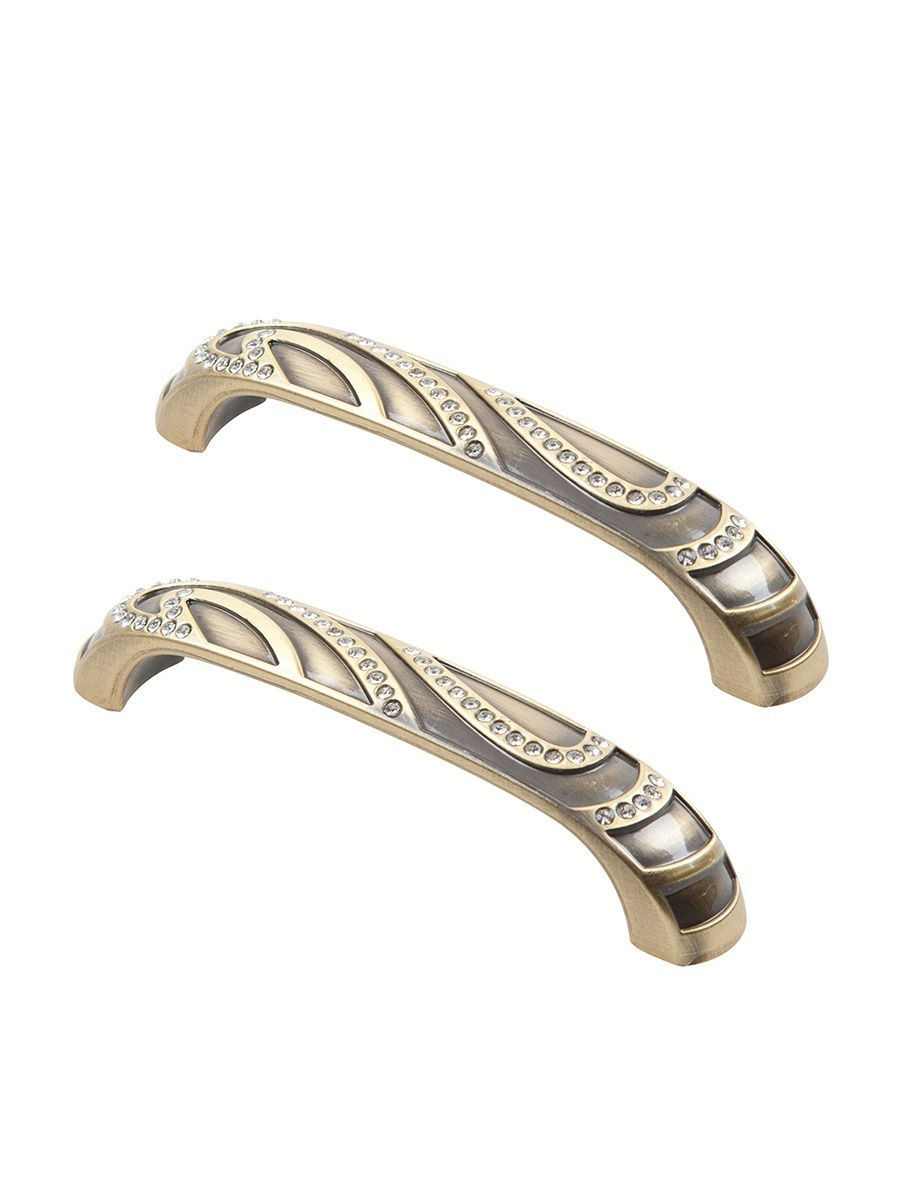 

Комплект из 2 шт Ручка-скоба с кристаллами Kerron 96 мм CRL19-96 BA, бронза, Коричневый, CRL19