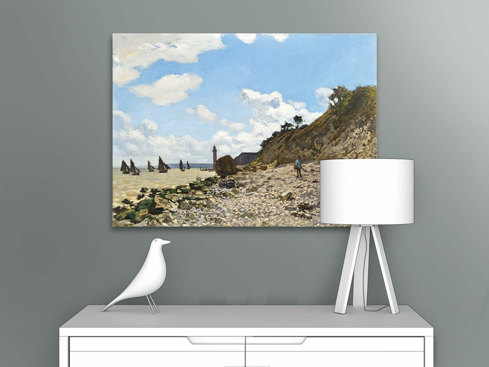 

Картина на холсте репродукция Клода Моне "Побережье в Онфлере" 82х60 см, Побережье в Онфлере