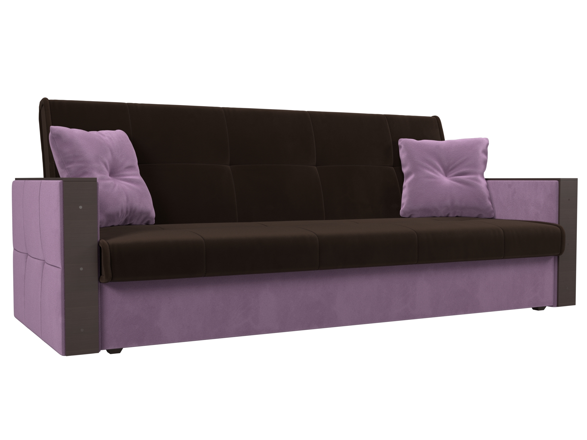 

Прямой диван книжка Валенсия микровельвет коричневый/сиреневый, Прямой диван книжка Валенсия