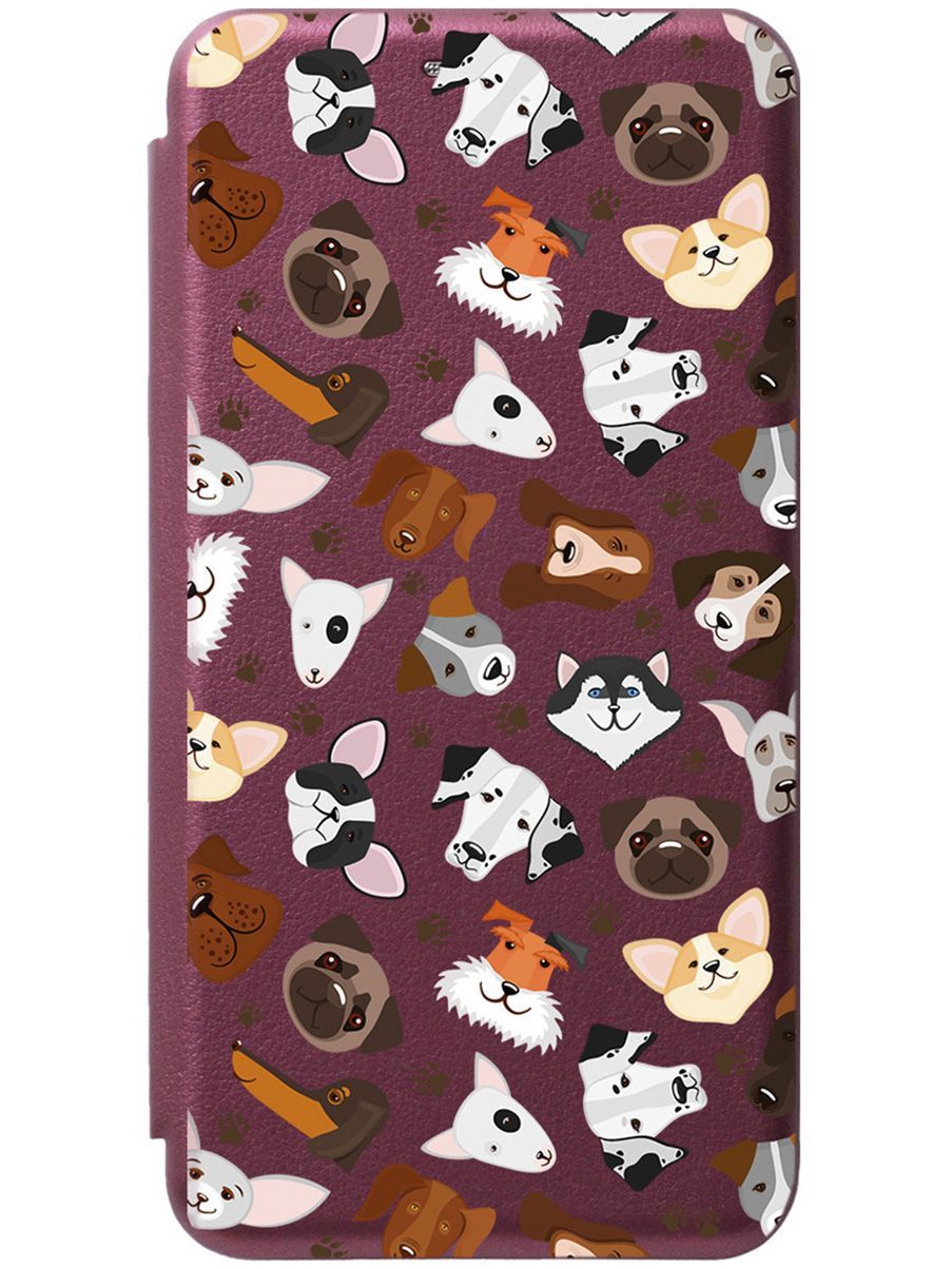 

Чехол-книжка на Samsung Galaxy A34 5G "Dogs Pattern" бордовый, Красный;коричневый, 158730