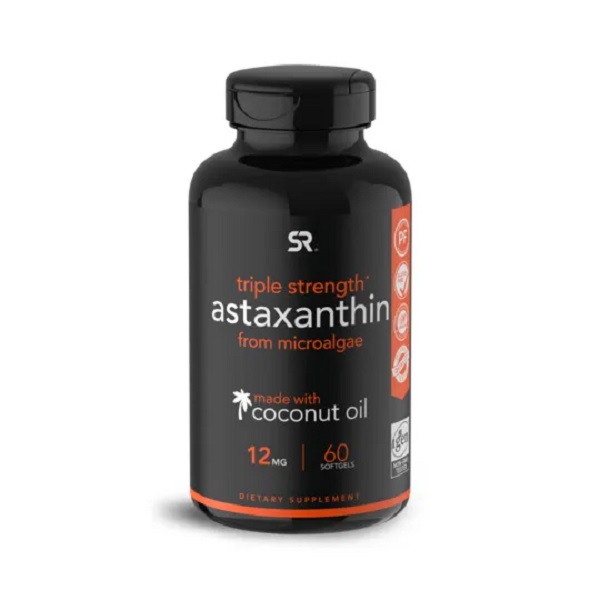 Astaxanthin, Астаксантин из микроводорослей, Sports Research, 12 мг (60 капсул)