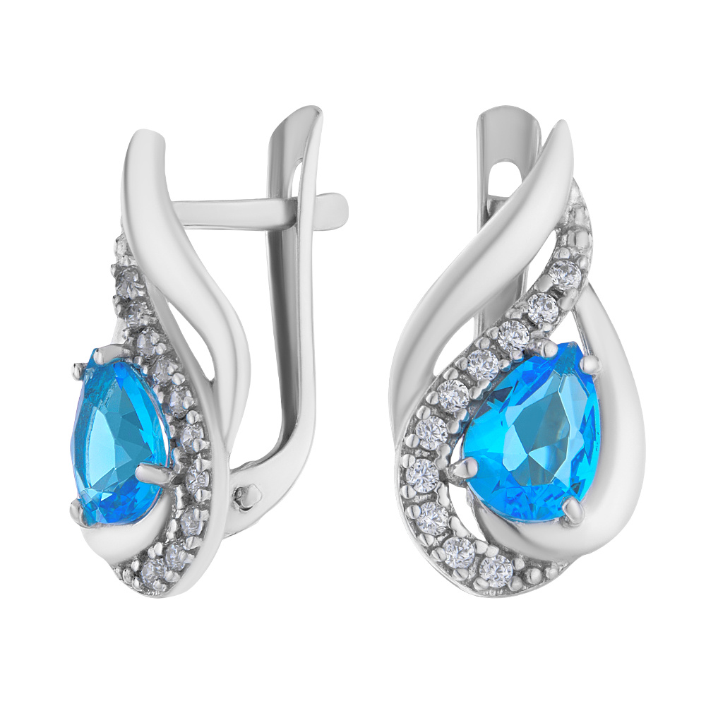 

Серьги из серебра с топазом/фианитом ЮВЕЛИР КАРАТ 2729414/9, 2729414/9