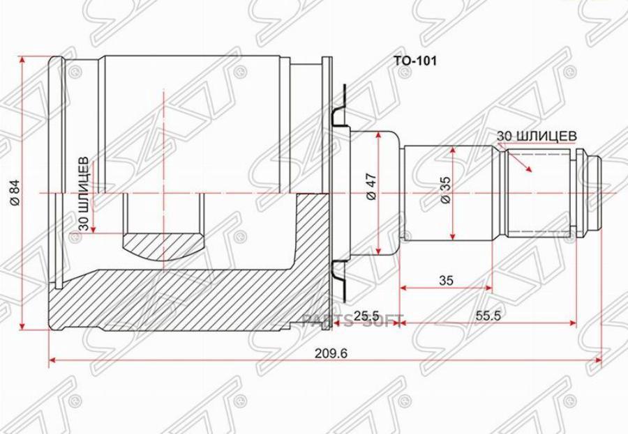 

Шрус Внутренний Toyota Land Cruiser 100 Uzj100/Hdj101 98-07 Sat арт. TO-101