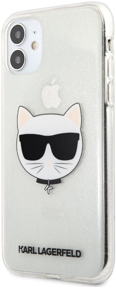 фото Чехол cg mobile karl lagerfeld tpu glitters choupette hard для iphone 11 серебристый