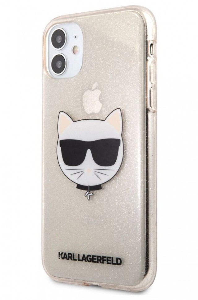 фото Чехол karl lagerfeld tpu glitters choupette hard iphone 11, золотой cg mobile