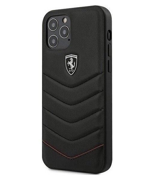 фото Чехол ferrari off-track genuine leather quilted hard iphone 12 pro max, черный cg mobile