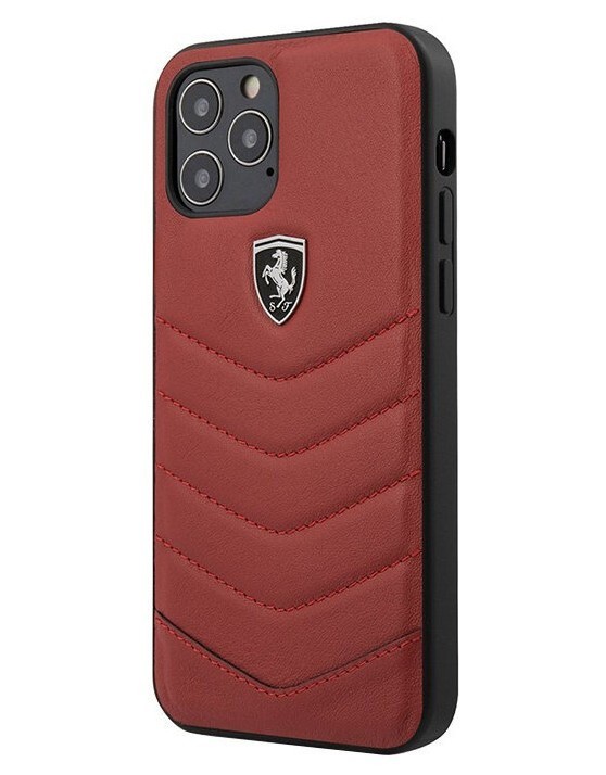 фото Чехол ferrari off-track genuine leather quilted hard iphone 12/12 pro, красный cg mobile