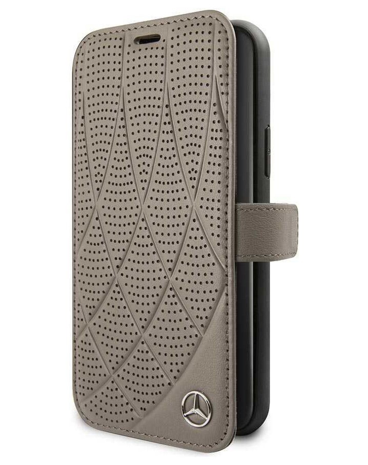 фото Чехол-книжка mercedes bow quilted/perforated booktype leather iphone 11 pro, коричневый cg mobile