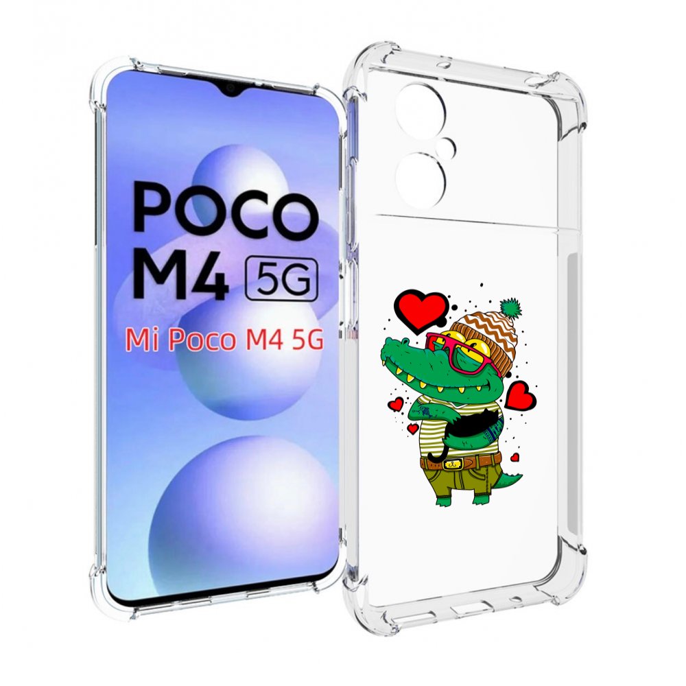 

Чехол MyPads Влюбленный крокодил для Xiaomi Poco M4 5G, Прозрачный, Tocco