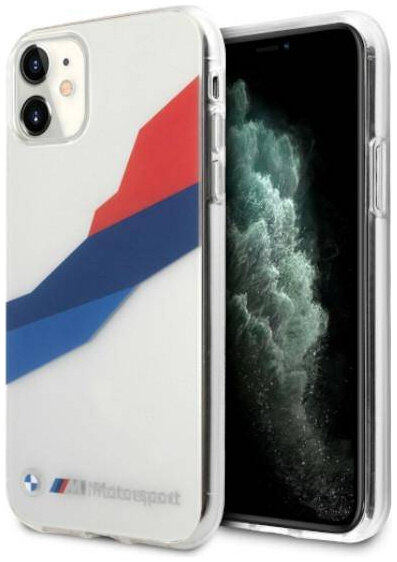 фото Чехол bmw pc/tpu motorsport tricolor hard для iphone 11 прозрачный cg mobile