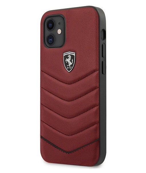 фото Чехол ferrari off-track genuine leather quilted hard iphone 12 mini, красный cg mobile