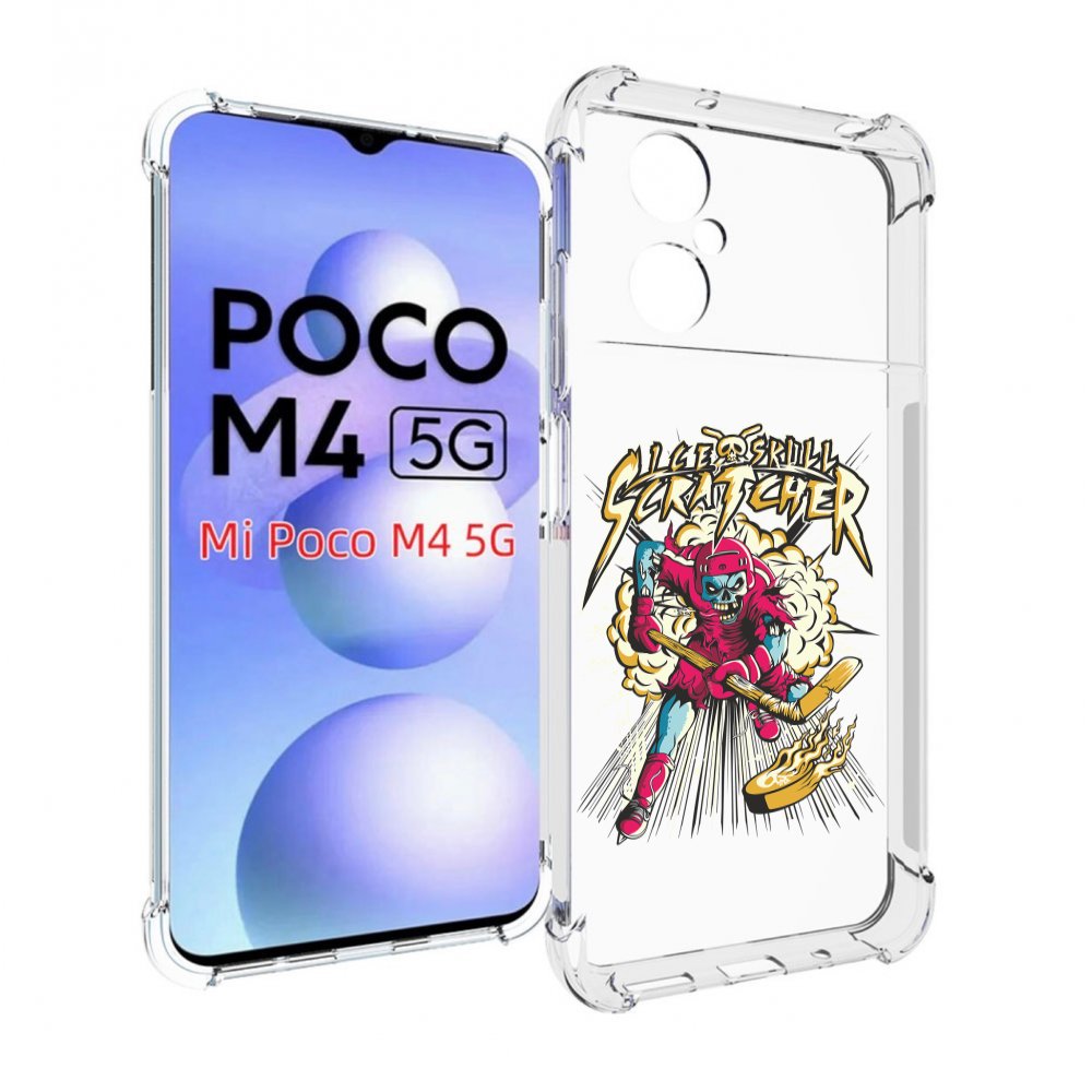 

Чехол MyPads нарисованный скелет хоккеист для Xiaomi Poco M4 5G, Прозрачный, Tocco
