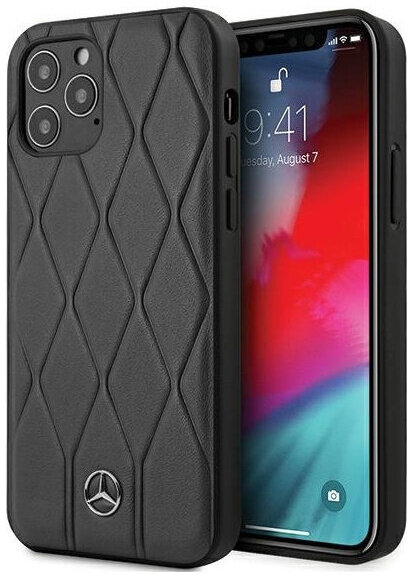 фото Чехол cg mobile mercedes genuine leather wave quilted hard для iphone 12 pro max черный