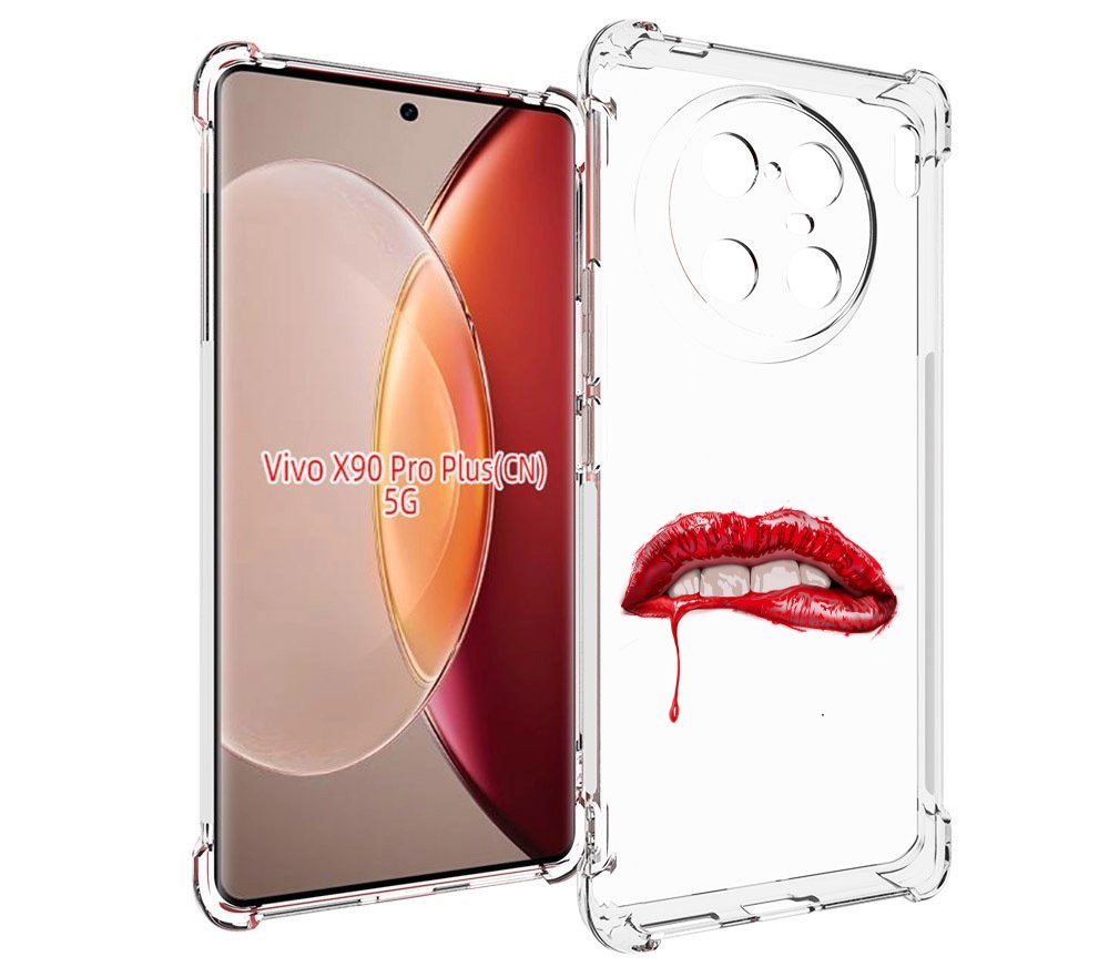 

Чехол MyPads яркие красные губы для Vivo X90 Pro Plus, Прозрачный, Tocco