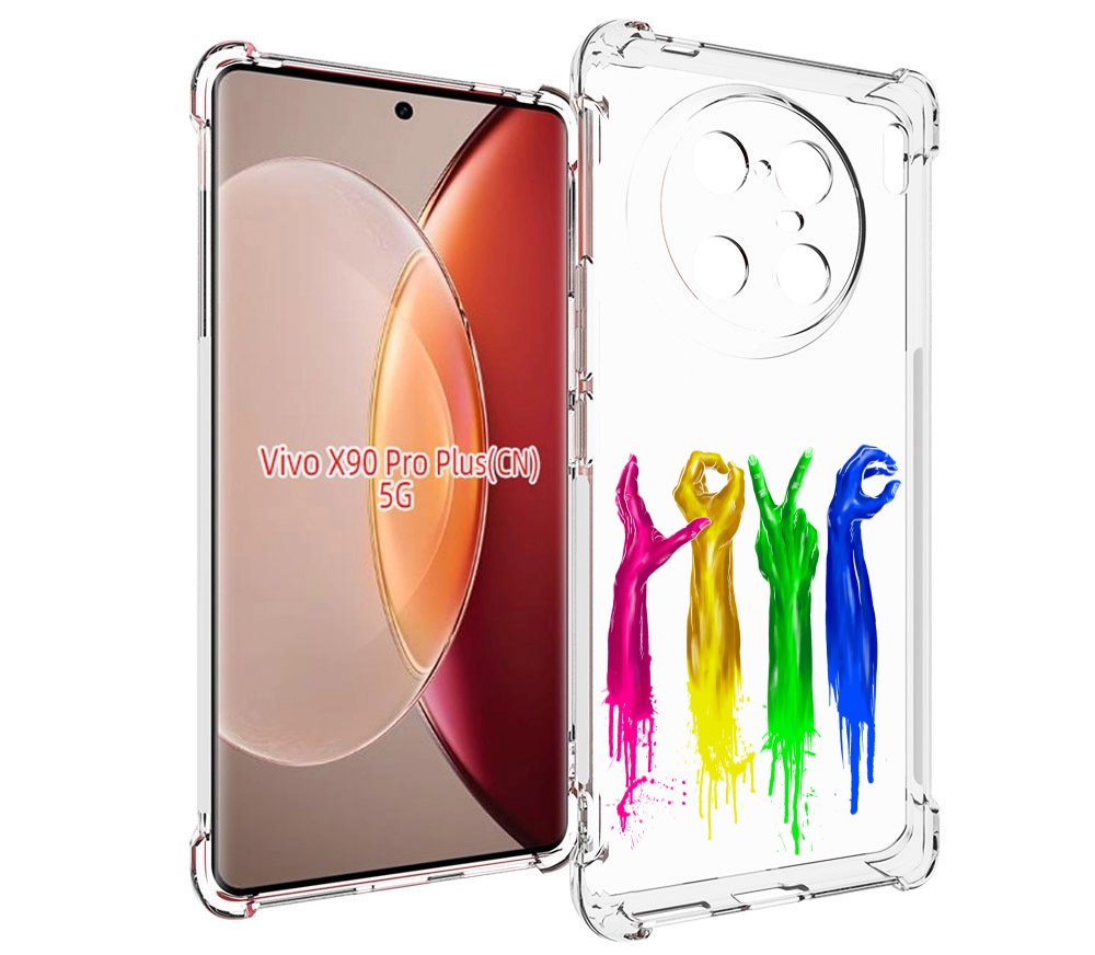 

Чехол MyPads яркие руки love для Vivo X90 Pro Plus, Прозрачный, Tocco