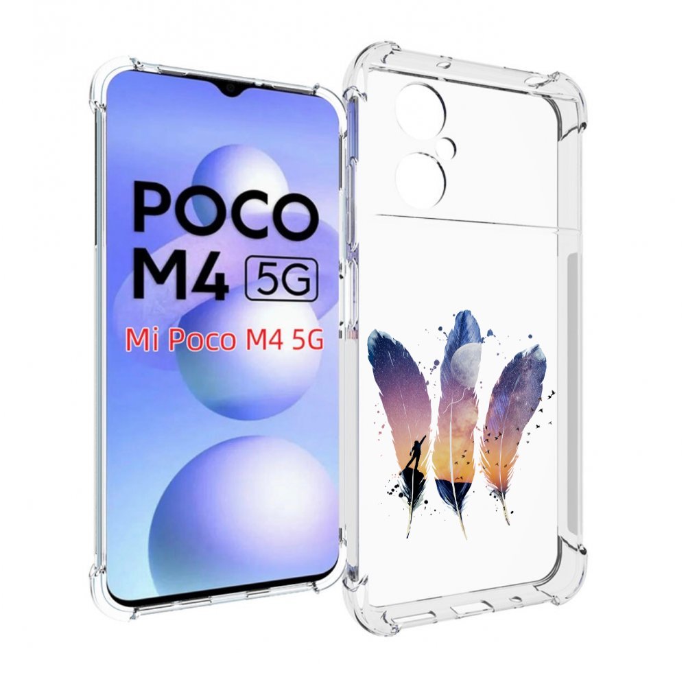 

Чехол MyPads небесные перья для Xiaomi Poco M4 5G, Прозрачный, Tocco