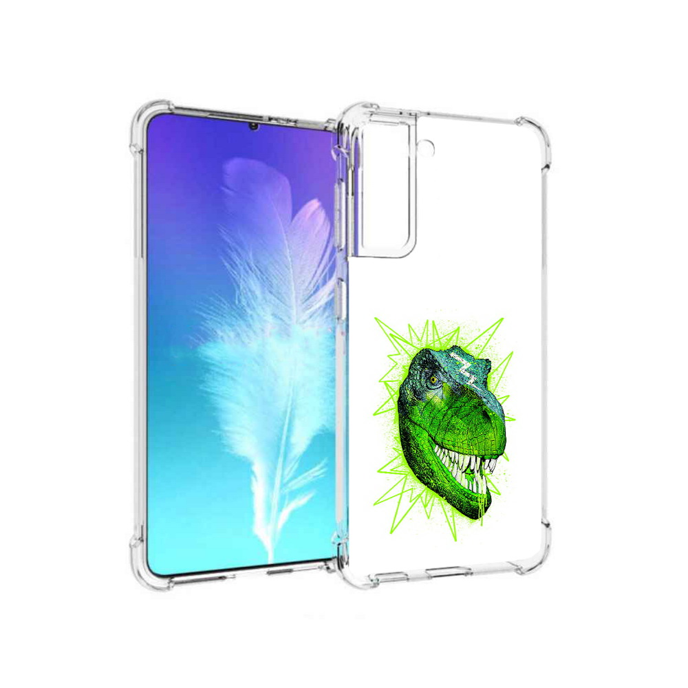 

Чехол MyPads Tocco для Samsung Galaxy S21 зеленый динозавр (PT157088.510.358), Прозрачный, Tocco
