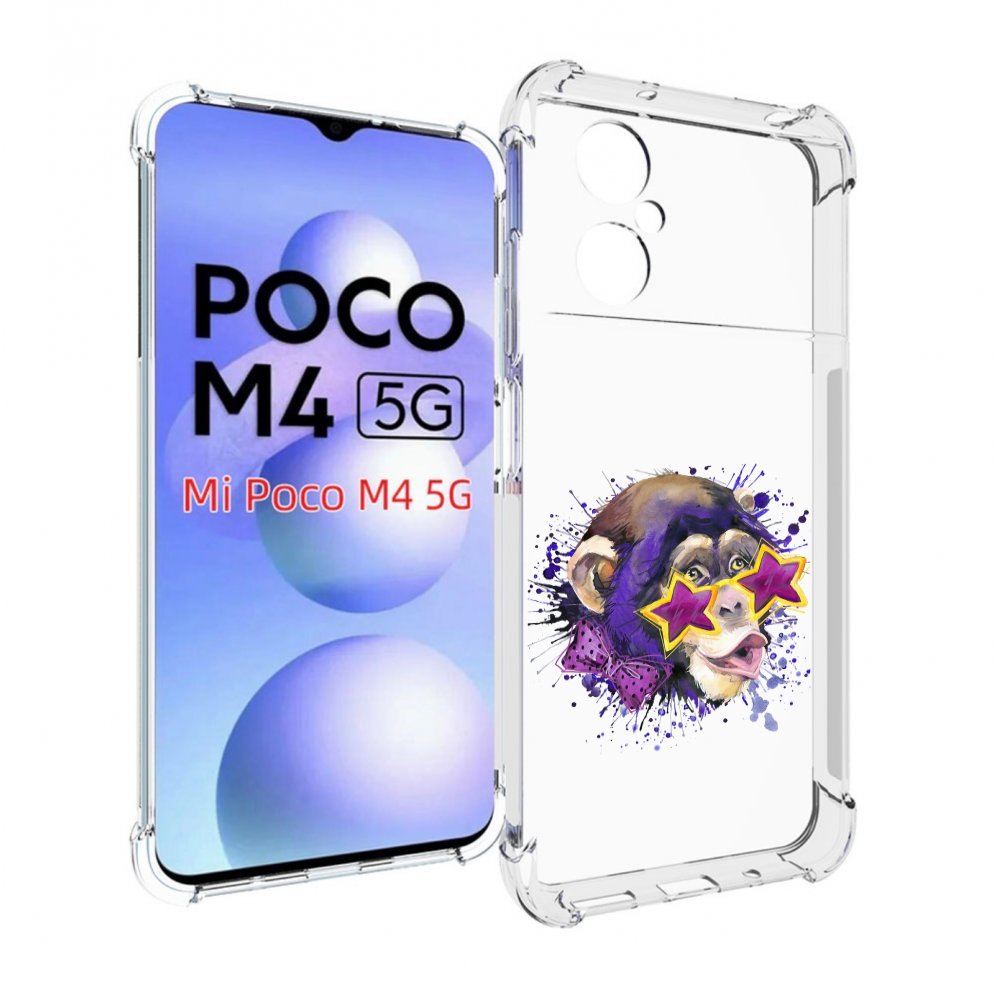 

Чехол MyPads обезьяна в очках для Xiaomi Poco M4 5G, Прозрачный, Tocco