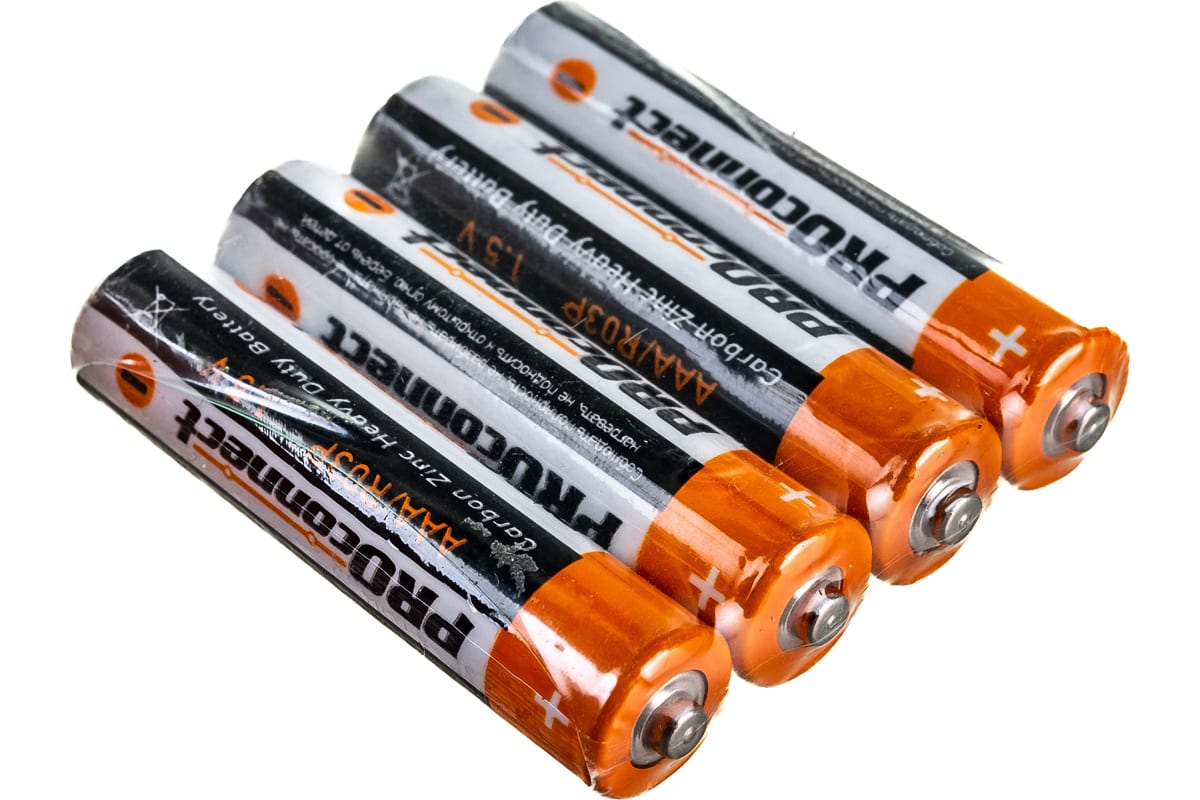 PROCONNECT '300020 Батарейка солевая PROconnect R03P AAA 1,5V упаковка 4 шт. 30-0020,цена