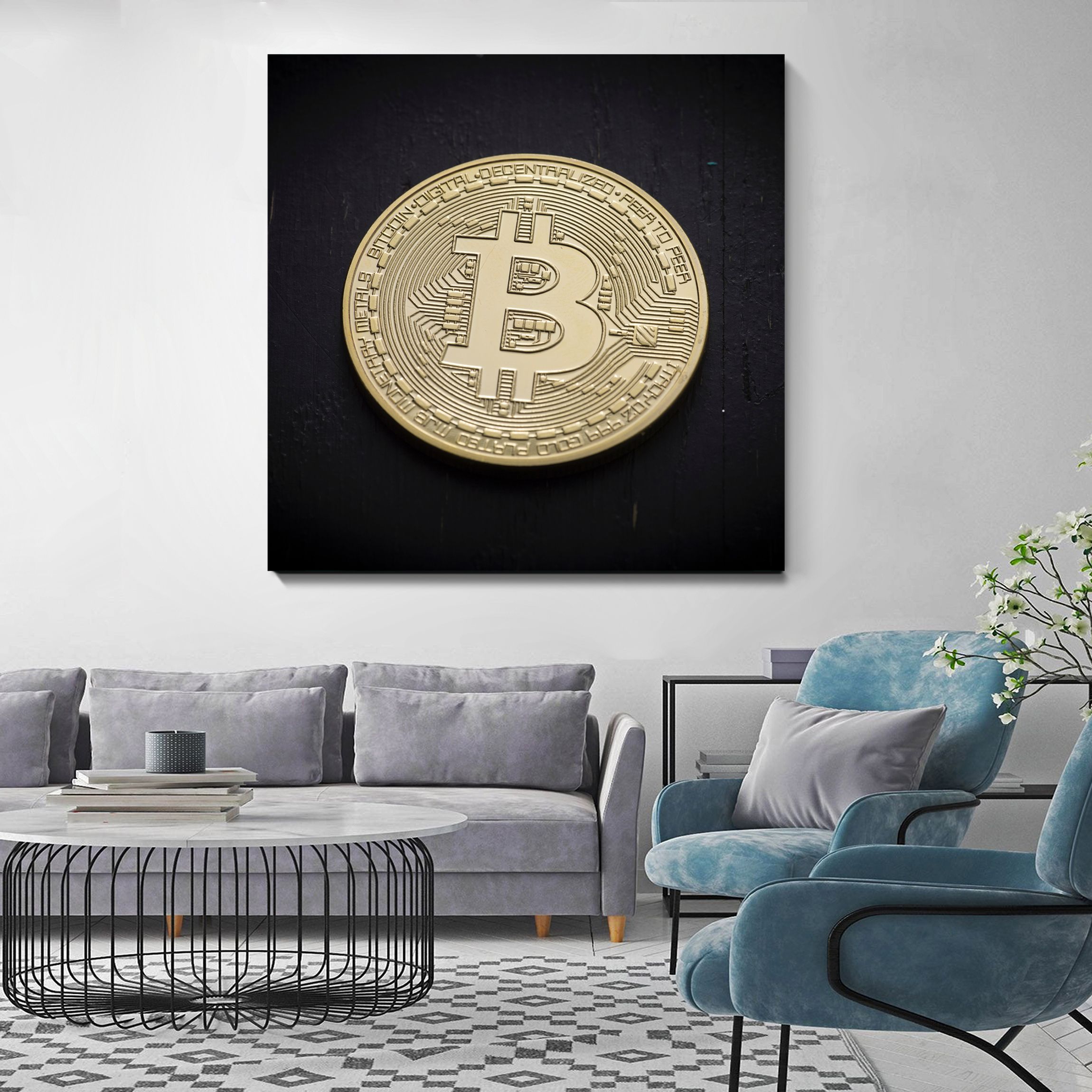 

Картина Монета биткоин 110х110 см на холсте 671657701, 671657701
