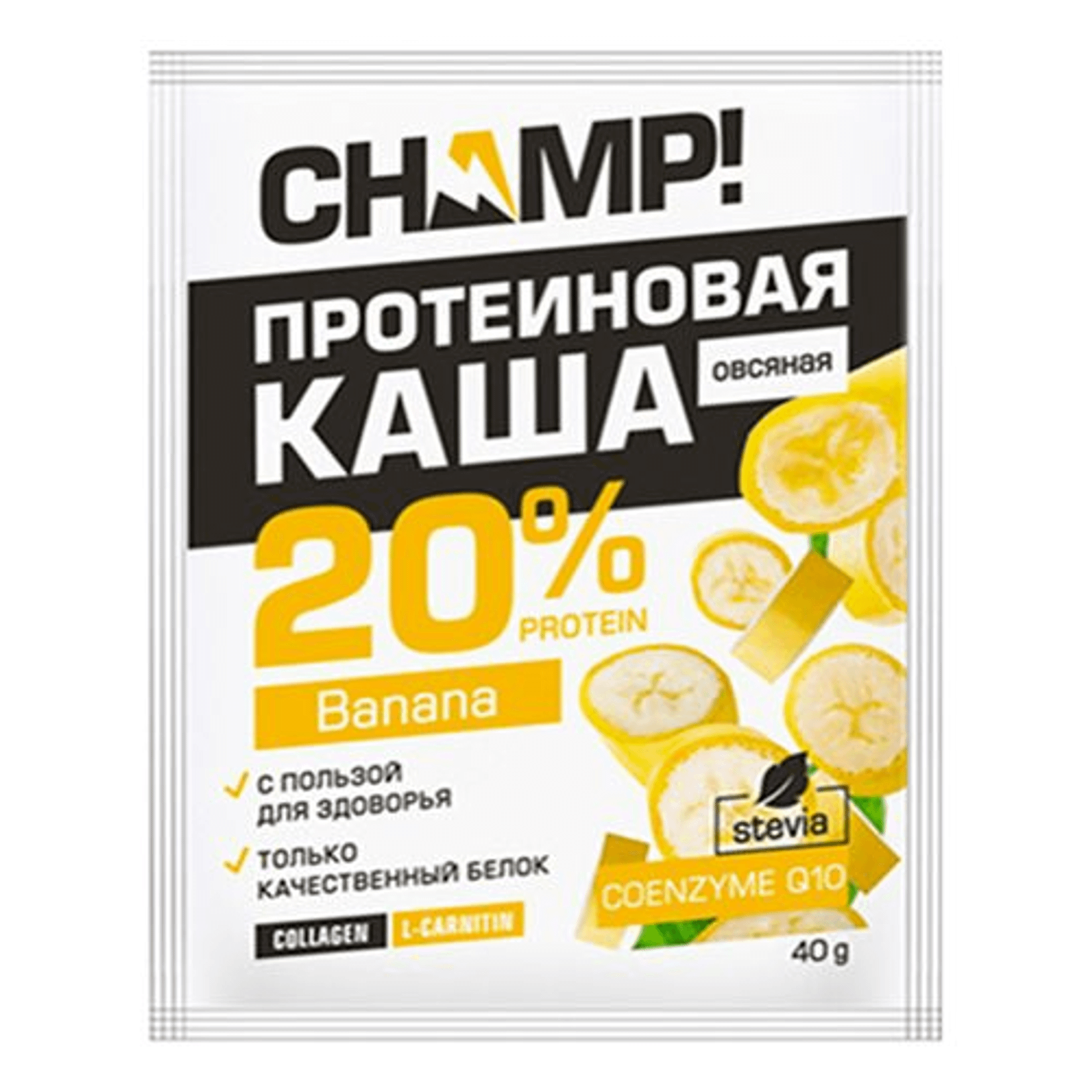 Каша овсяная протеиновая Леовит Champ банановая с коэнзимом Q10 40 г