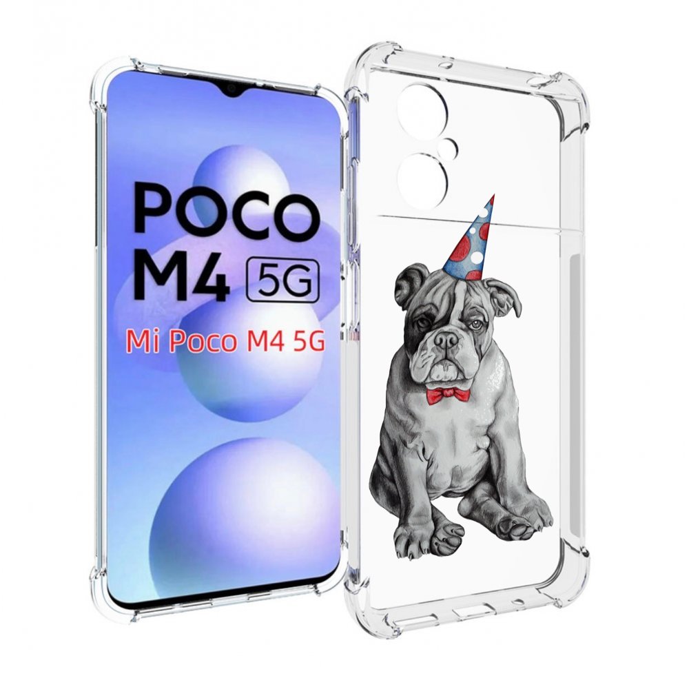 

Чехол MyPads праздничный щенок для Xiaomi Poco M4 5G, Прозрачный, Tocco