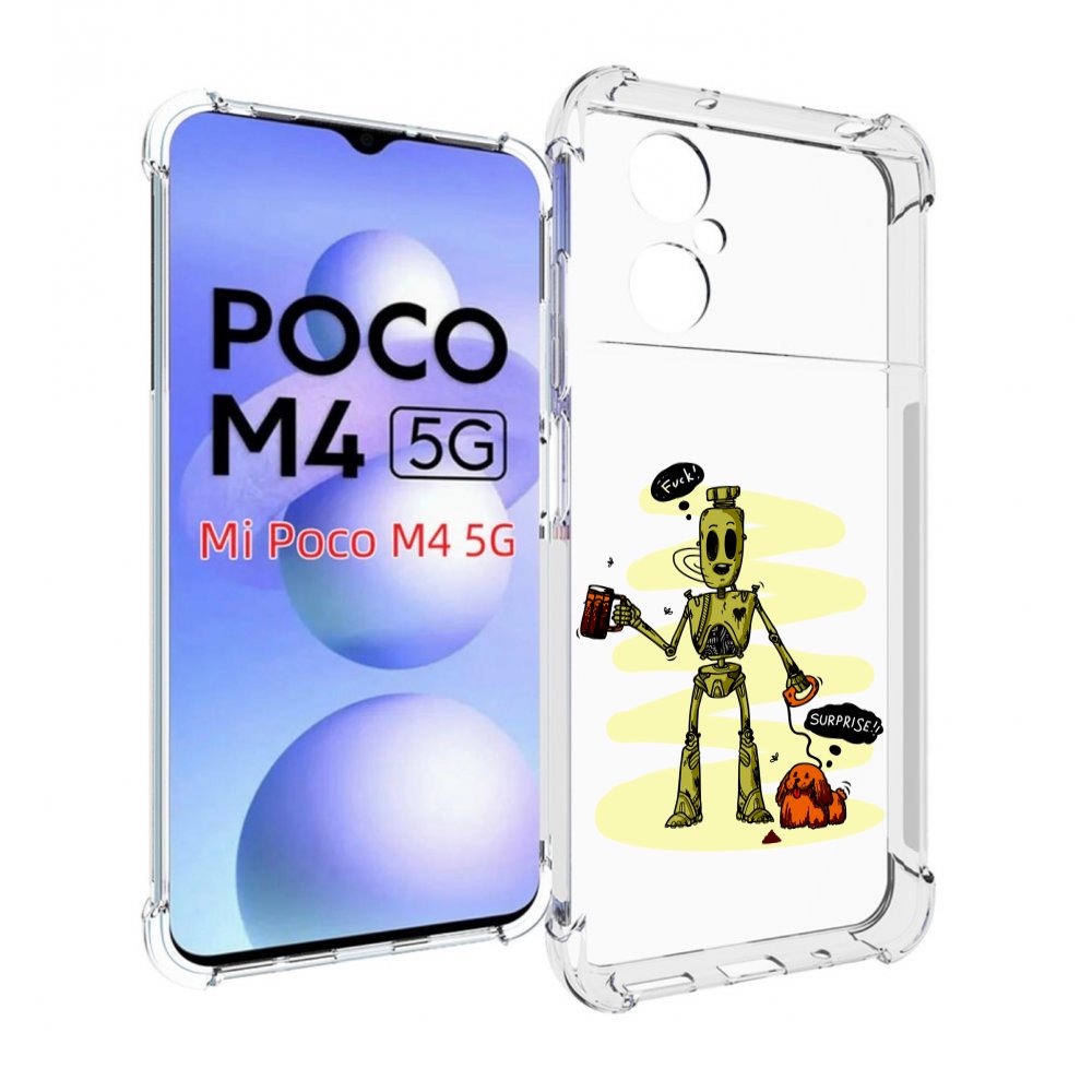 

Чехол MyPads прикольный робот для Xiaomi Poco M4 5G, Прозрачный, Tocco
