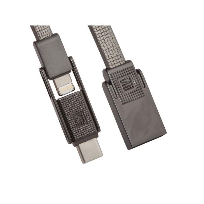 фото Кабель usb remax rc-070th gplex 3 в 1 для type-c, lightning, micro usb, 2.1a 1м, серый