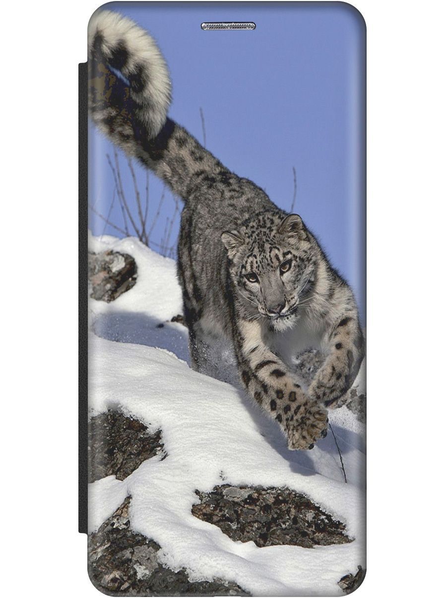 

Чехол-книжка на Samsung Galaxy A34 5G "Бегущий барс" черный, Белый;голубой, 158739