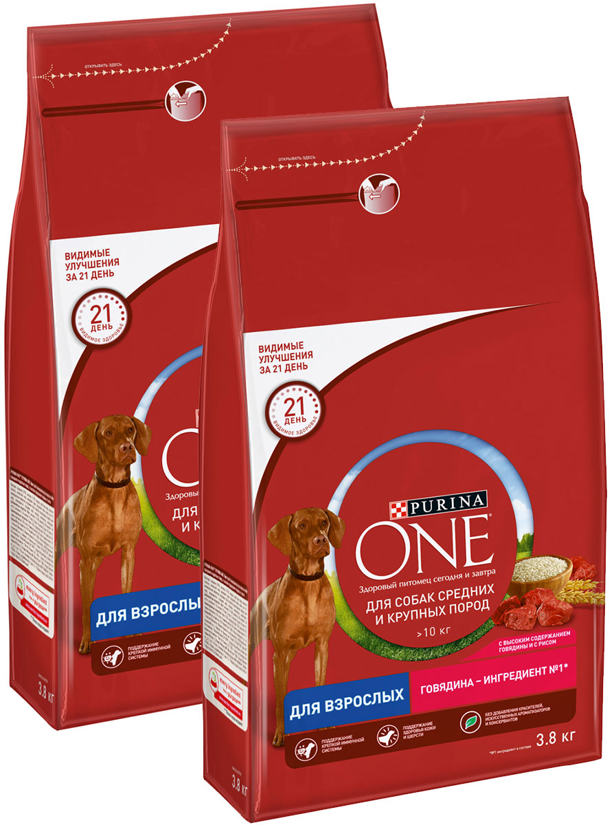 

PURINA ONE PURINA ONE для взрослых собак средних и крупных пород с говядиной и рисом (3,8