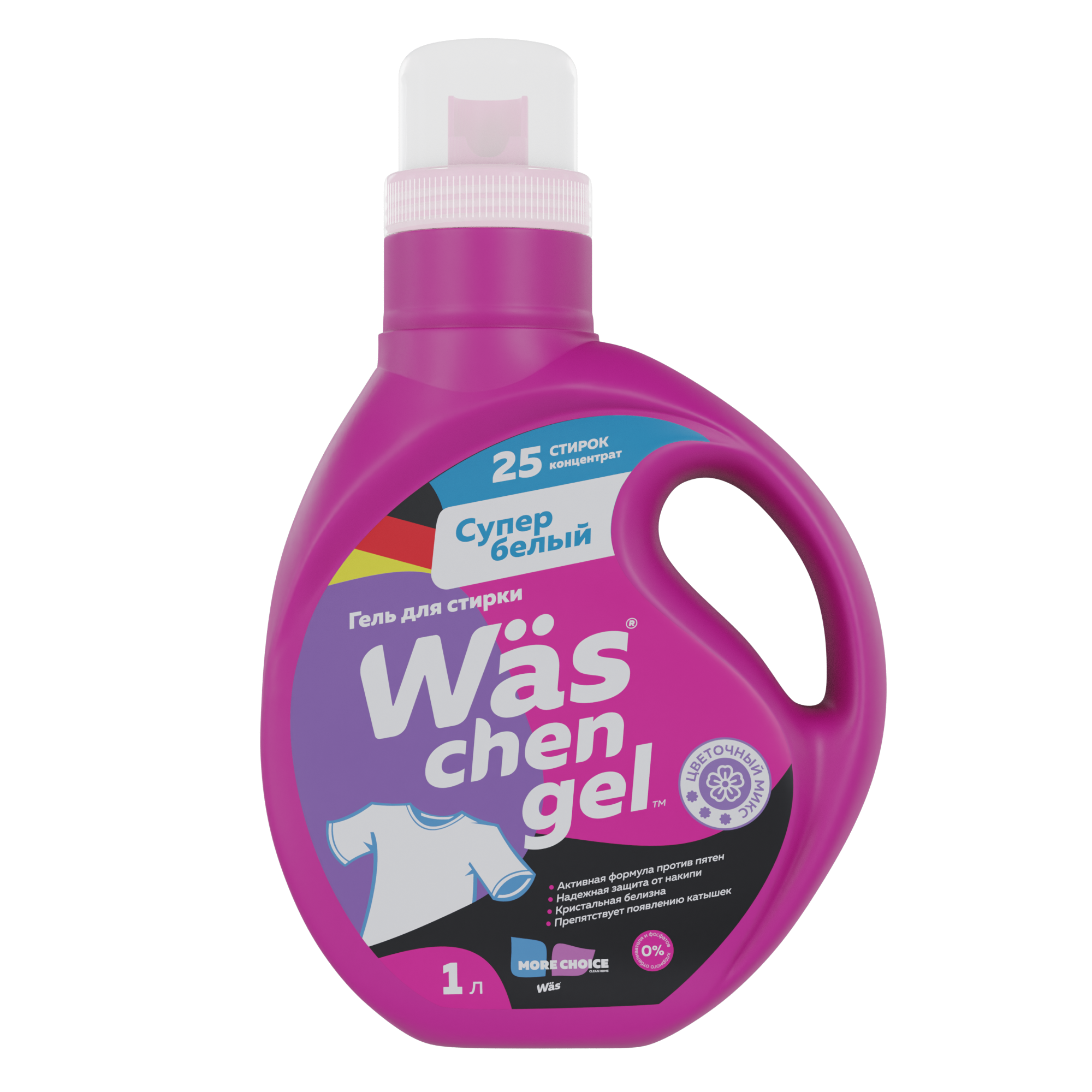 

Гель для стирки More choice Was chen gel White 1л, Гель для стирки White Wg