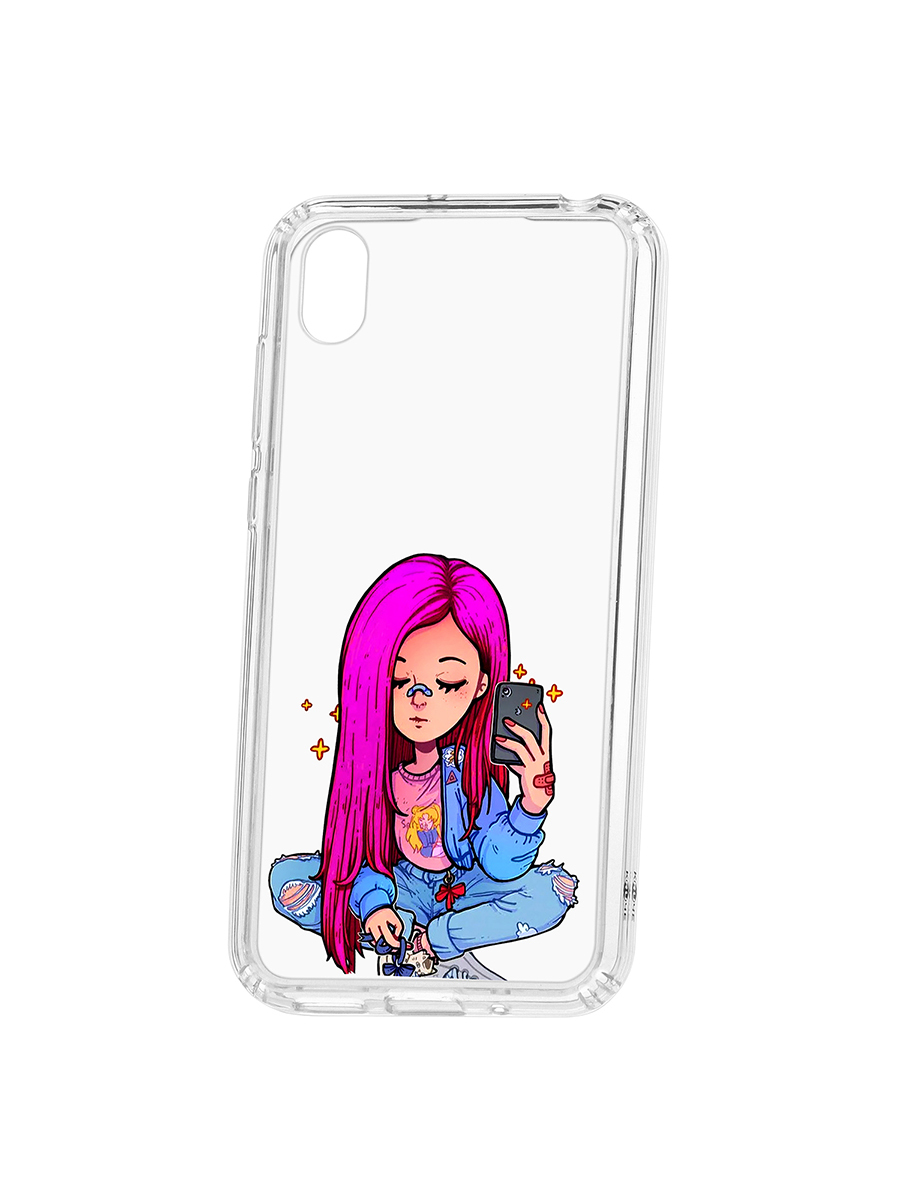 фото Чехол на huawei honor 8s kruche print pink hair кruче