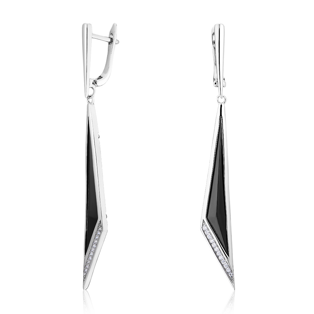 

Серьги из серебра с керамикой/фианитом ЮВЕЛИР КАРАТ TC-E1214-1-B-W-X-X-W, TC-E1214-1-B-W-X-X-W