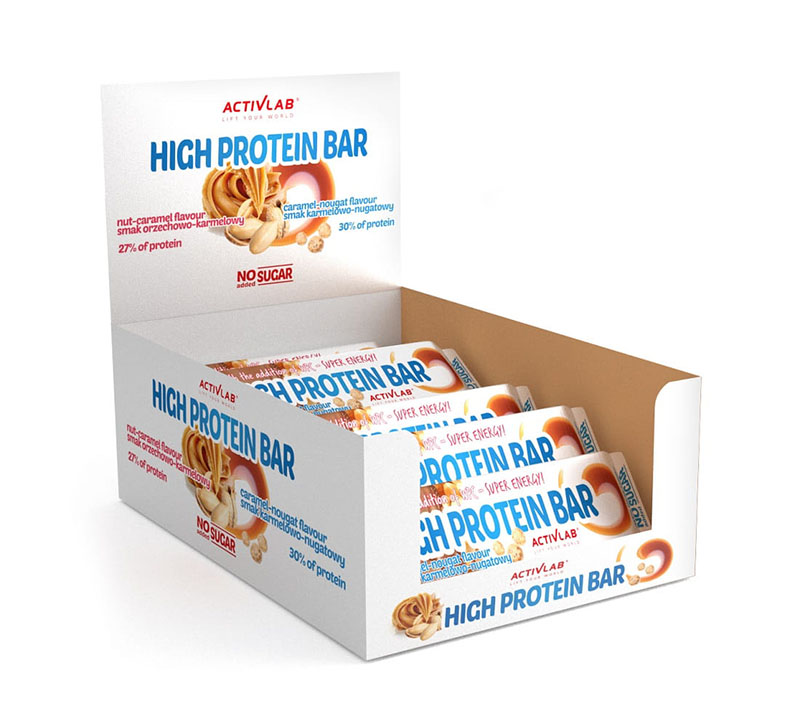 фото Батончики activlab high protein bar 49 г, 24 шт, вкус: карамель-нуга