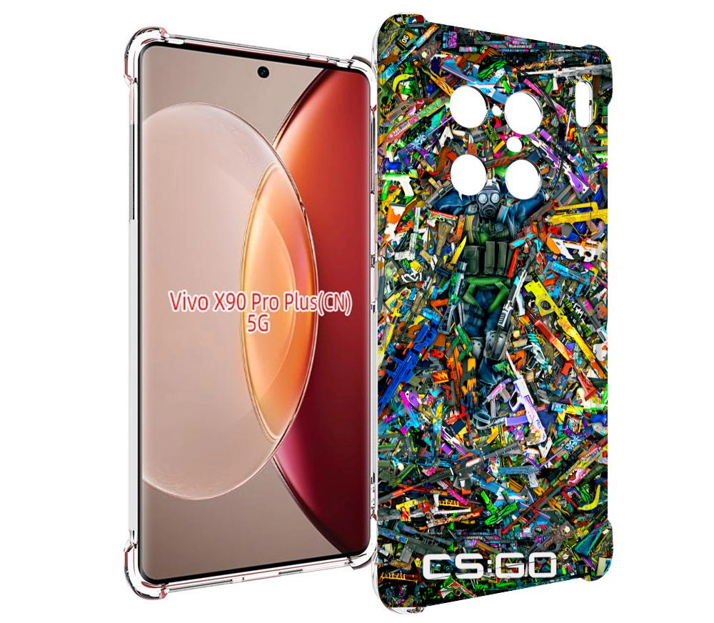 

Чехол MyPads CS GO guns skins мужской для Vivo X90 Pro Plus, Прозрачный, Tocco