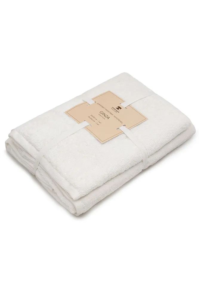 Махровые полотенца Традиция GINZA 2 шт. 50х90 1шт 70х140 1шт Молочно-белый