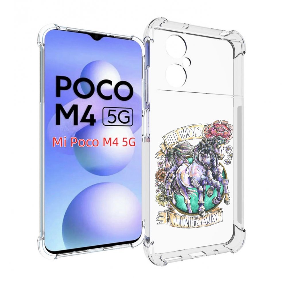 

Чехол MyPads рисунок коней в цветах для Xiaomi Poco M4 5G, Прозрачный, Tocco