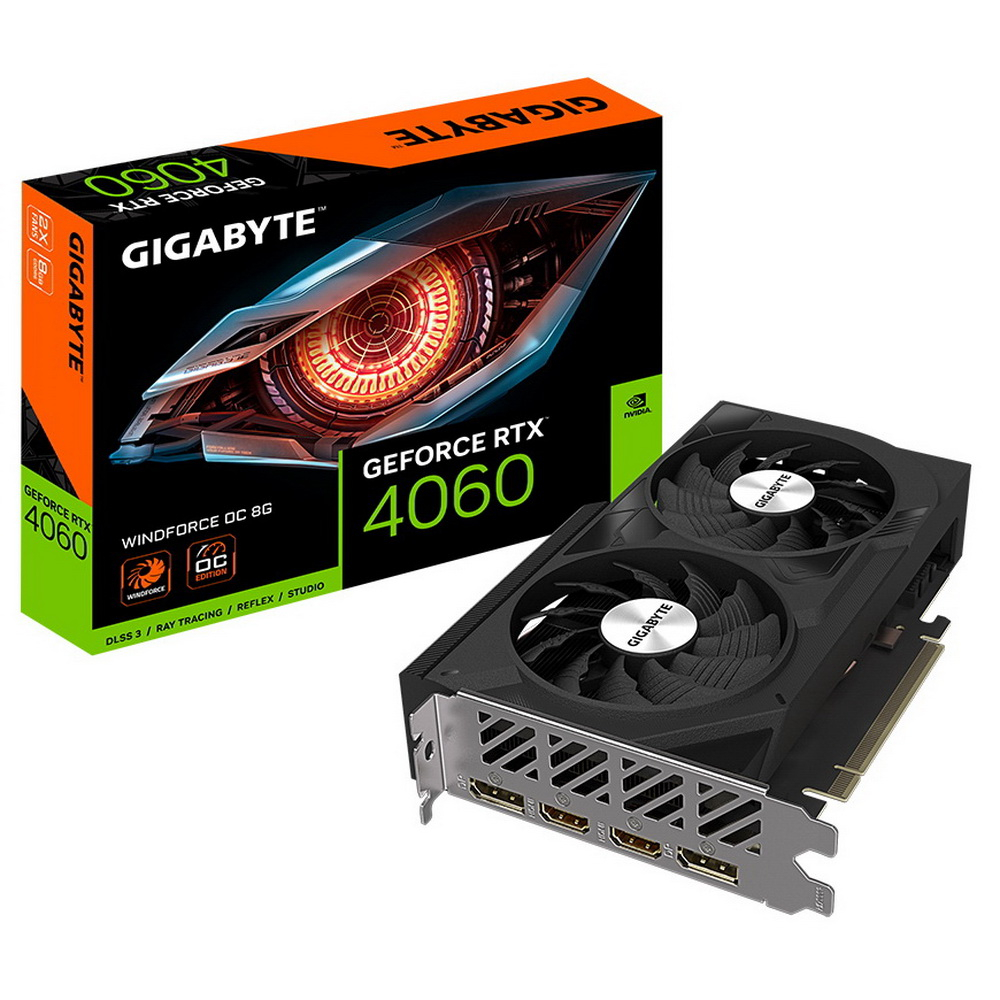 Видеокарта GIGABYTE NVIDIA RTX 4060 WINDFORCE OC (GV-N4060WF2OC-8GD)