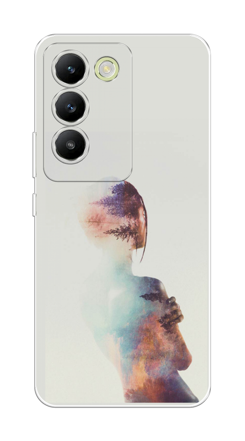 

Чехол на Vivo V30 lite 4G "Девушка-лес", Розовый;голубой;серый, 2610350-1