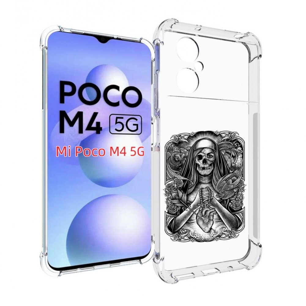 

Чехол MyPads скелет с сердцем для Xiaomi Poco M4 5G, Прозрачный, Tocco