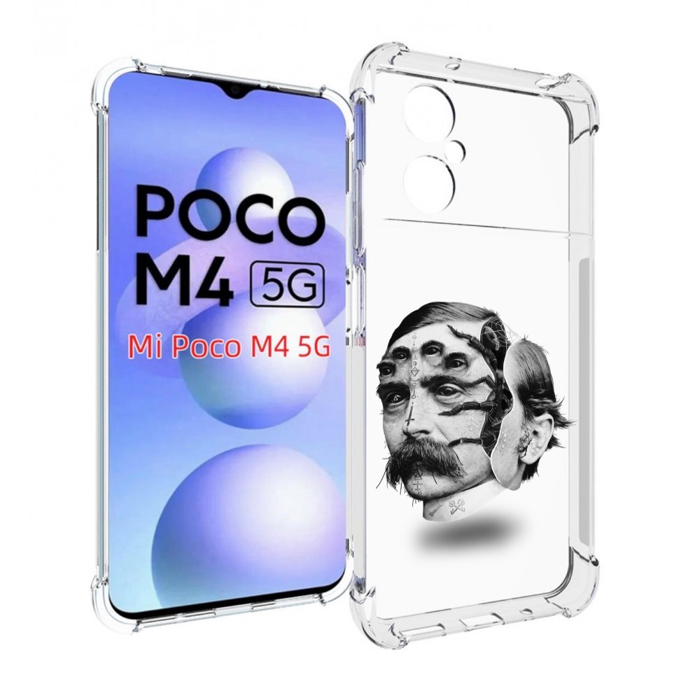 

Чехол MyPads страшное лицо мужчины для Xiaomi Poco M4 5G, Прозрачный, Tocco