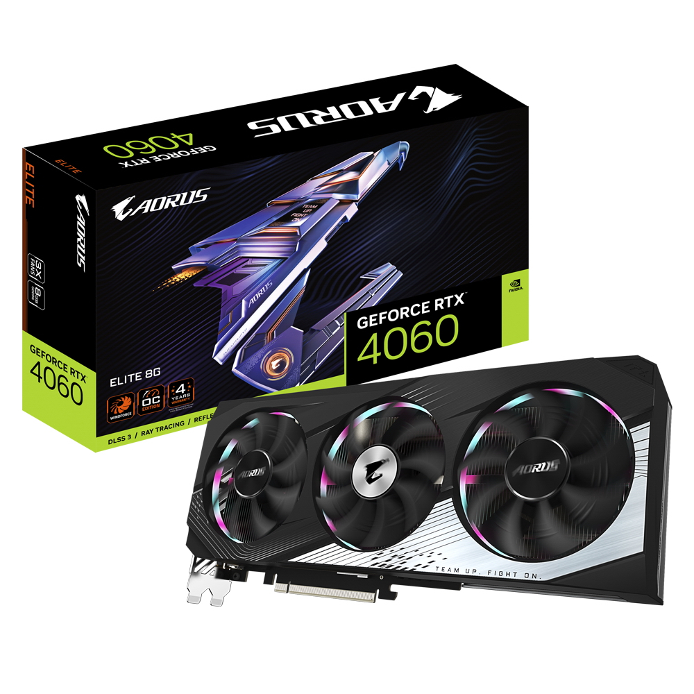 Видеокарта AORUS NVIDIA RTX 4060 ELITE (GV-N4060AORUS E-8GD)