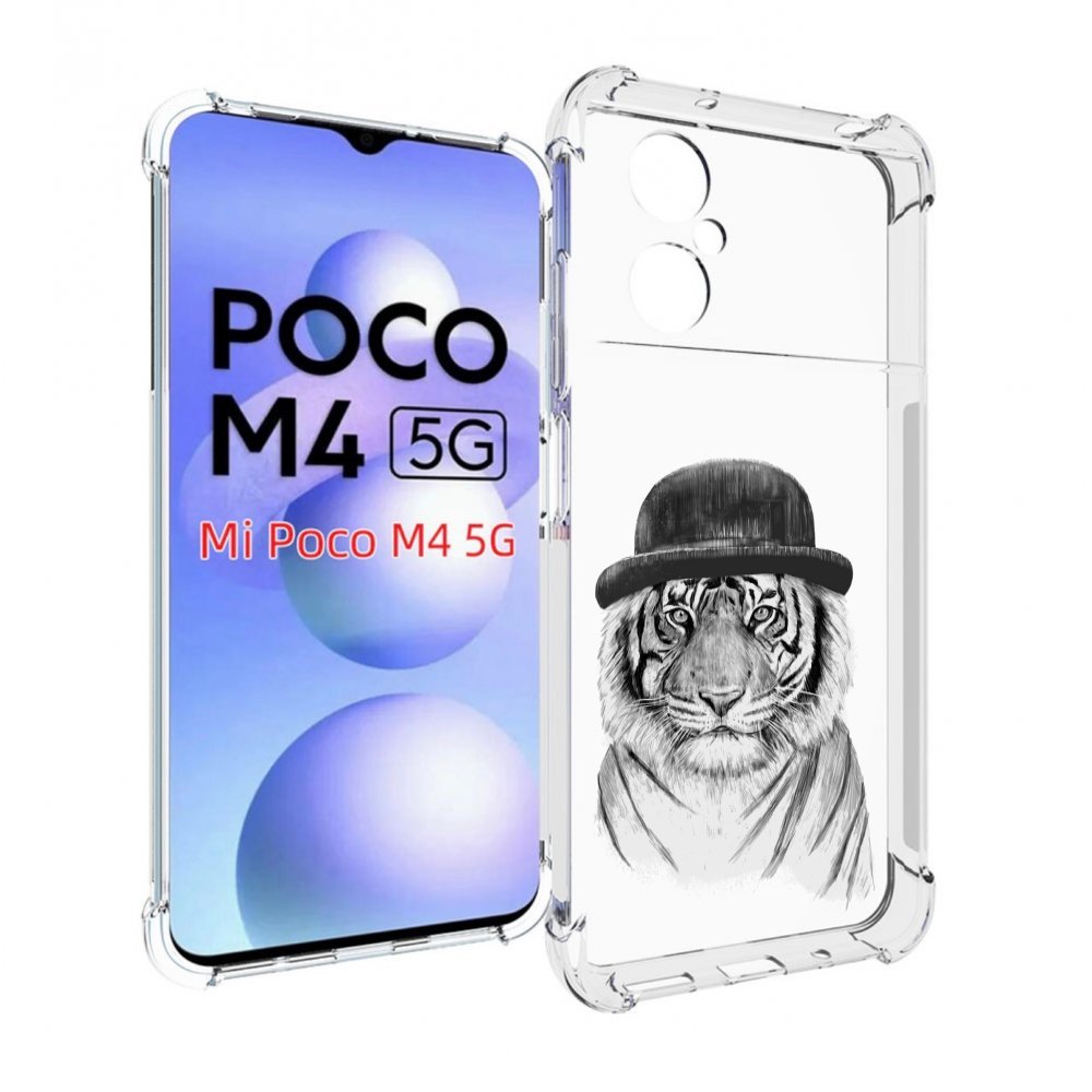 

Чехол MyPads тигр британец для Xiaomi Poco M4 5G, Прозрачный, Tocco