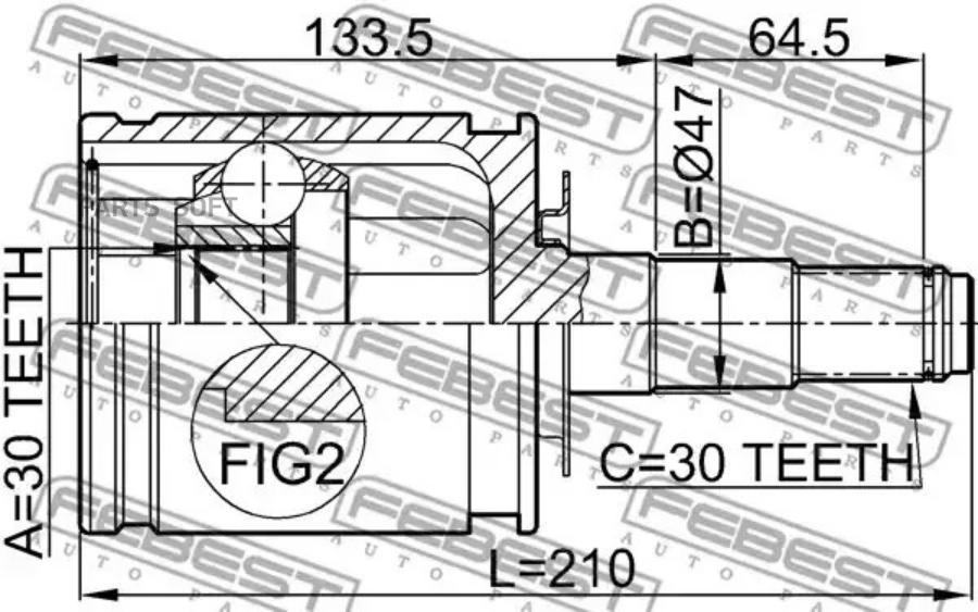 

Шрус Toyota Land Cruiser 100 98-07 Внут. Febest 0111-FZJ100