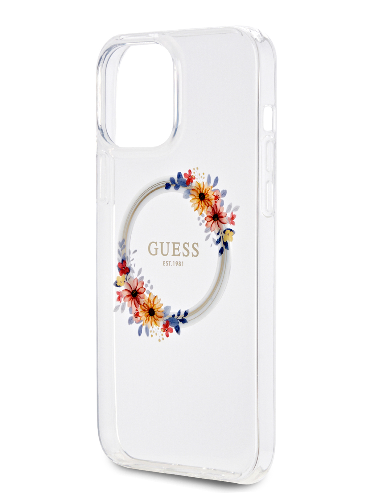 Чехол Guess для iPhone 13 Pro Max с Magsafe Flowers Wreath Hard Transparent