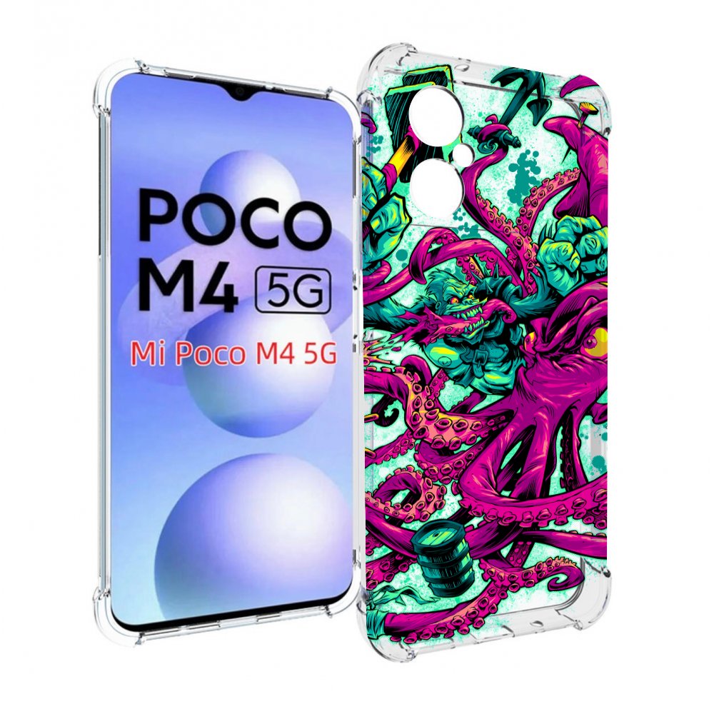 

Чехол MyPads фиолетовый кракен для Xiaomi Poco M4 5G, Прозрачный, Tocco