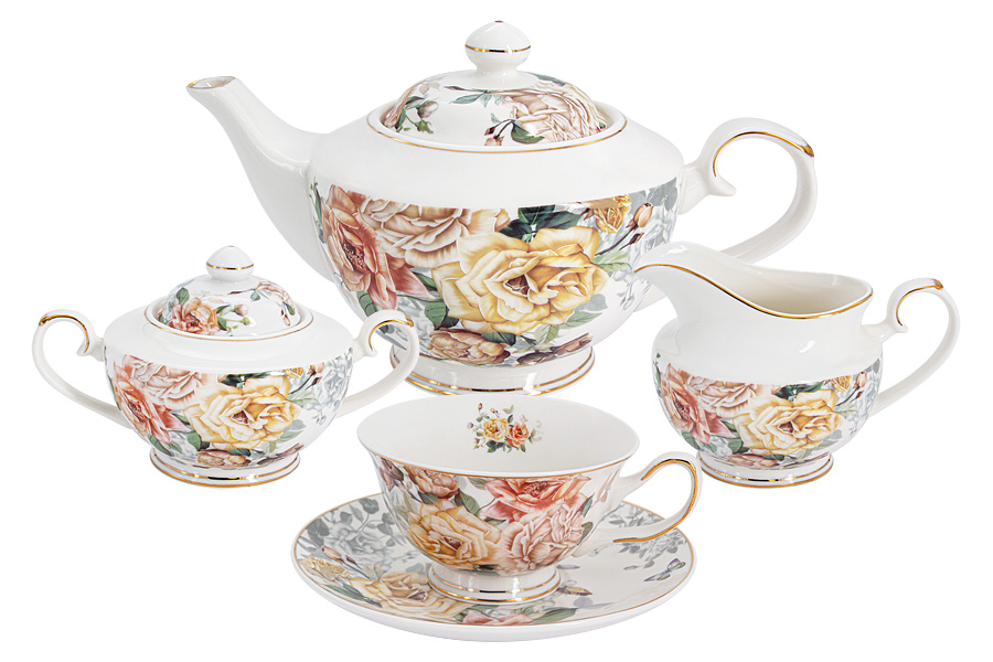 Чайный сервиз на 6 персон 15 предметов Anna Lafarg Розамунда AL-1725-W-15TS-P4_