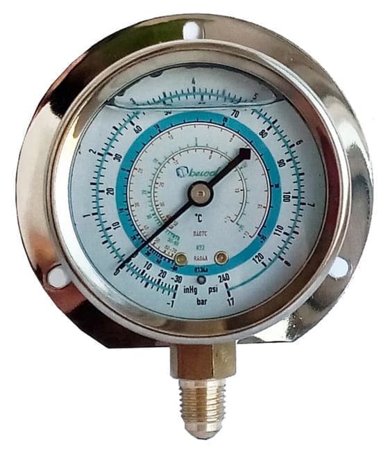 Мановакуумметр с глицерином Becool BCJL-NG-63мм (R22; R134a; R404A; R407C) (021188)