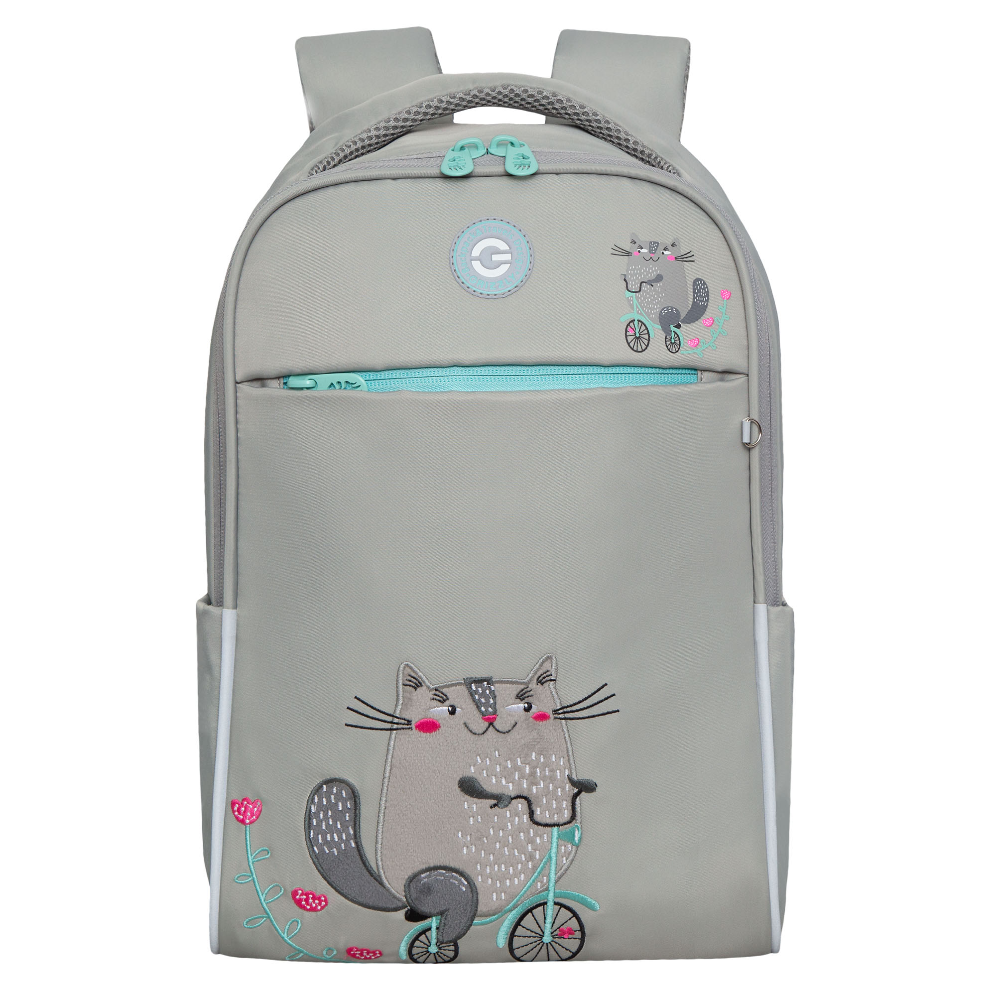 Рюкзак Grizzly школьный для девочки RG-367-3 2 серый рюкзак grizzly с отделением для ноутбука анатомический серый ru 434 3 1